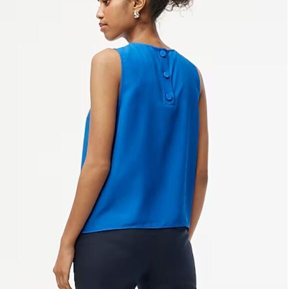 J. Crew factory Sleeveless button-back shell in bright Grotto NWT Size XS - Picture 3 of 10